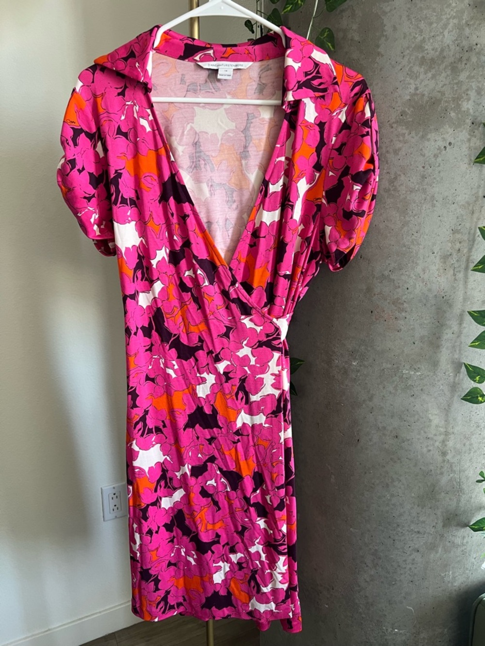 Diane Von Furstenberg Pink & Orange Floral Wrap Dress